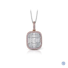 Simon G 18kt white and rose gold diamond Pendant with chain