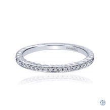 Gabriel & Co. 14K White Gold Hand Carved Stackable Diamond Ring