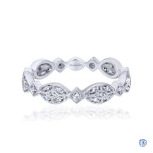 Gabriel & Co. 14K White Gold Marquise Station Cluster Diamond Stackable Ring