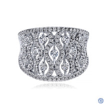 Gabriel & Co. 14K White Gold Intricate Openwork Diamond Wide Band Ring