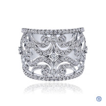 Gabriel & Co. 14K White Gold Openwork Diamond Wide Band Ring