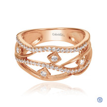 Gabriel & Co. 14k Rose Gold Layered Openwork Diamond Ring