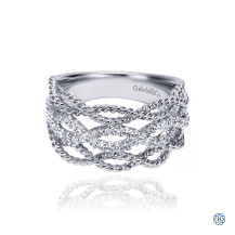 Gabriel & Co. 14K White Gold Twisted Rope and Diamond Ring