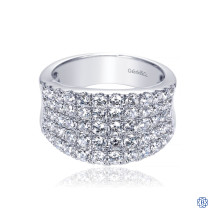 Gabriel & Co. 14K White Gold Wide Band Pave Diamond Ring