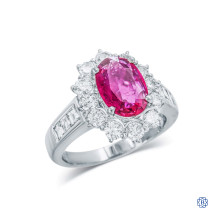 Platinum Ruby and Diamond Cluster Ring