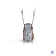 Simon G 18kt white and rose gold diamond pendant with chain