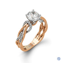 Criss Cross Simon G 18kt rose and white gold Engagement Ring