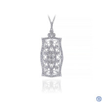 Gabriel & Co. Vintage Inspired 14K White Gold Filigree Diamond Pendant Necklace