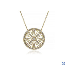 Gabriel & Co. Vintage Inspired 14K Yellow Gold Floral Diamond Pendant Necklace