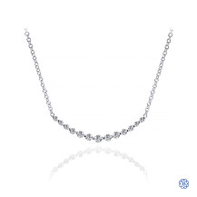 Gabriel & Co. 14K White Gold Graduated Round Diamond Curved Bar Necklace