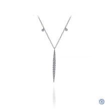 Gabriel & Co. 14K White Gold Diamond Spear Pendant Necklace with Chain Drops