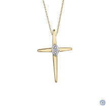 10kt Yellow Gold Cross Diamond Pendant