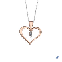 10kt Rose and White Gold Diamond Heart Pendant