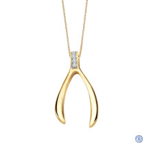 10kt Yellow Gold 0.02ct Wishbone Diamond Pendant