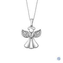 10kt White Gold Angel Diamond Pendant