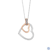 10kt Rose and White Gold Double Heart Diamond Pendant