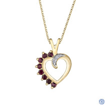 10kt Yellow Gold Ruby and Diamond Heart Pendant