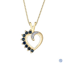 10kt Yellow Gold Sapphire and Diamond Heart Pendant