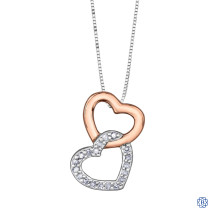 10kt Rose and White Gold Forever Jewellery 0.06ct Diamond Double Heart Pendant