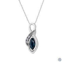 10kt White Gold Sapphire Marquise Diamond Pendant