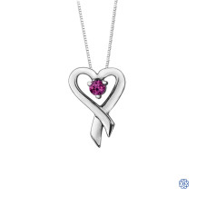 10kt White Gold Pink Topaz Heart Pendant