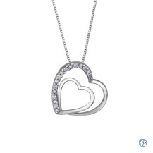 10kt White Gold 0.05ct Diamond Double Heart Pendant