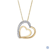 10kt Yellow Gold 0.05ct Yellow Gold Double Heart Diamond Pendant