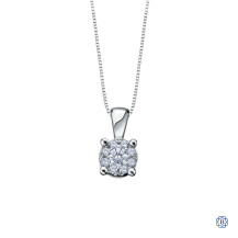 10kt White Gold Starburst Diamond Pendant