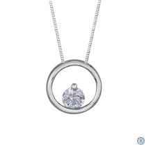 10kt White Gold Circle Diamond Pendant