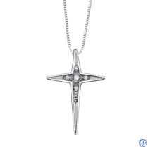 10kt White Gold Cross Diamond Pendant