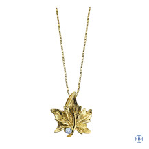 10kt Yellow Gold Canadian Diamond Maple Leaf necklace