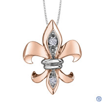 10kt Rose and White Gold Canadian Diamond Fleurdelisé necklace