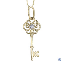 10kt Yellow Gold Canadian Diamond Key necklace