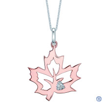 10kt Rose Gold Canadian Diamond Maple Leaf necklace