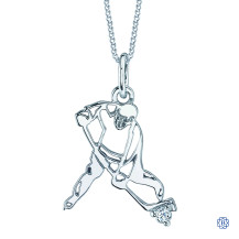 10kt White Gold Forever Jewellery Canadian Diamond Hockey Player Necklace