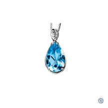 10kt White Gold Blue Topaz Diamond Pendant