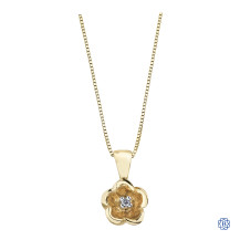 10kt Yellow Gold Canadian Diamond flower necklace