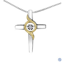 Silver and 10kt Yellow Gold Canadian Diamond Cross necklace