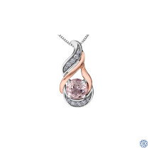 10kt White & Rose Gold Morganite Diamond Pendant