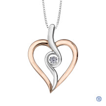 Silver and 10kt Rose Gold Canadian Diamond Heart necklace