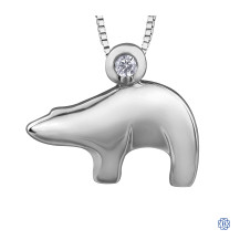 Silver Canadian Diamond Polar Bear necklace