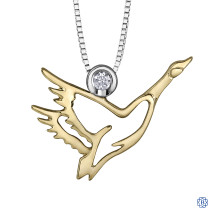 10kt Yellow Gold and Silver Canadian Diamond Canadian Goose necklace