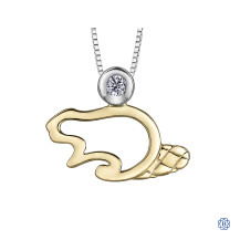 Silver and 10kt Yellow Gold Canadian Diamond Beaver necklace