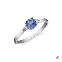 14kt White Gold Tanzanite And Maple Leaf Diamond Ring