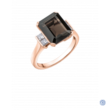 Maple Leaf Diamond 10kt Rose Gold Smoky Quartz Ring