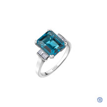 Maple Leaf Diamond London Blue Topaz Ring