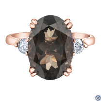 10kt Rose Gold Smokey Quartz and Diamond Ring 