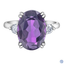 10kt White Gold Amethyst and Diamond Ring 