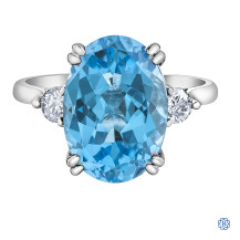 10kt White Gold Blue Topaz and Diamond Ring 