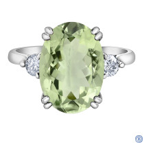 10kt White Gold Green Amethyst and Diamond Ring 